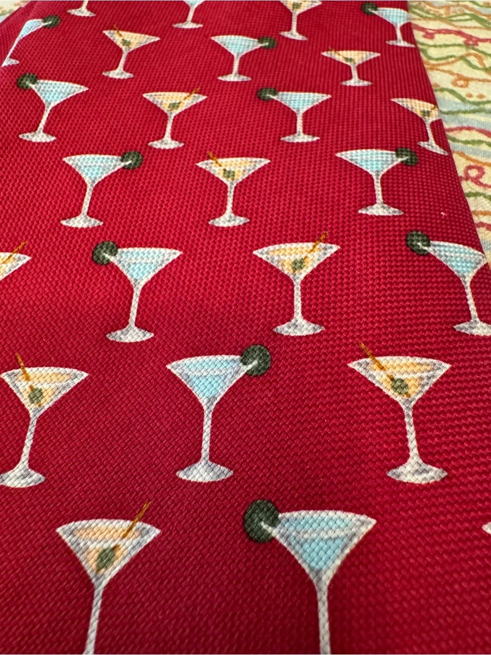 Off Island by Tommy Bahama Red Martini Glass Silk Vintage Tie